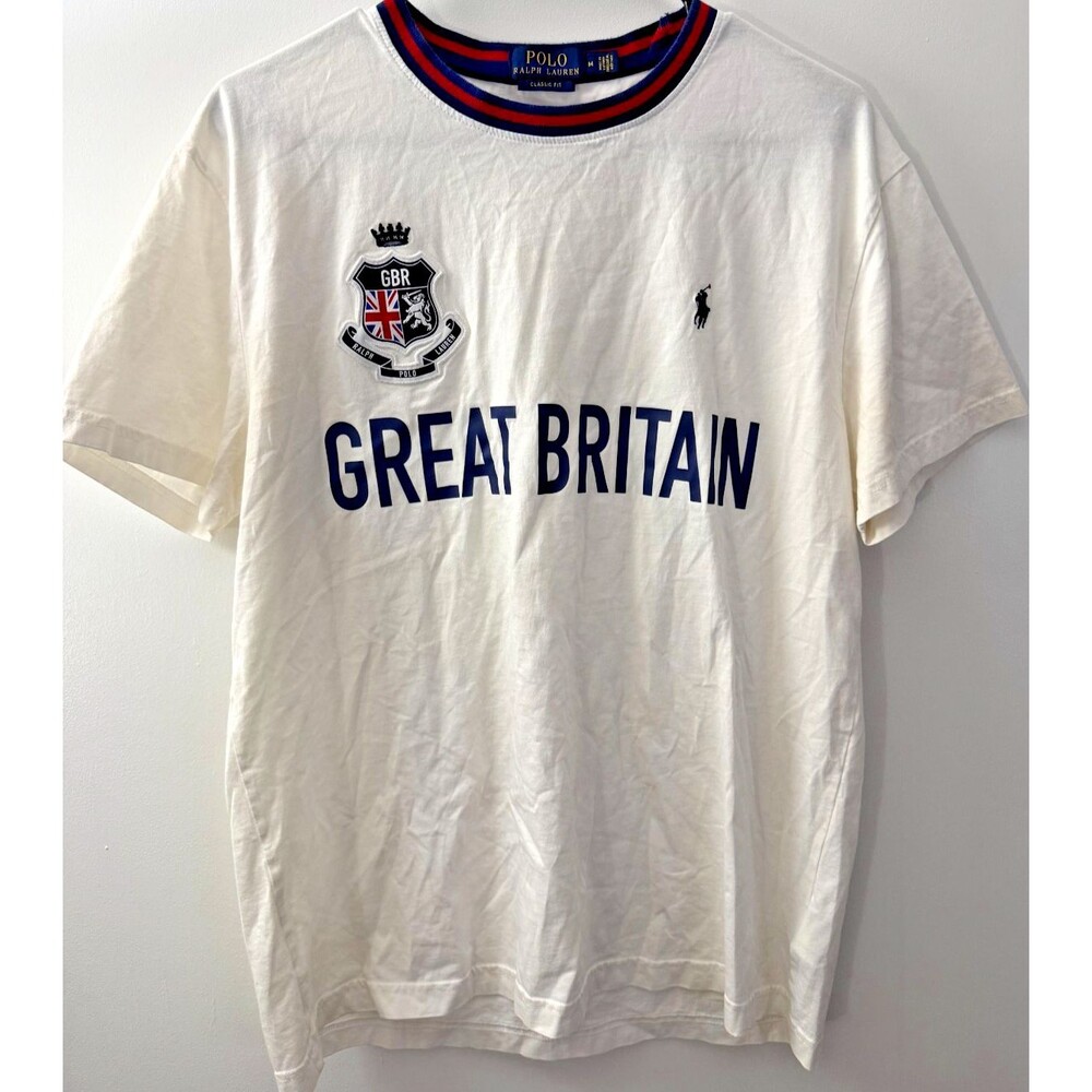 Ralph Lauren Polo Great Britain Shirt T-shirt Men's Medium White Polo New